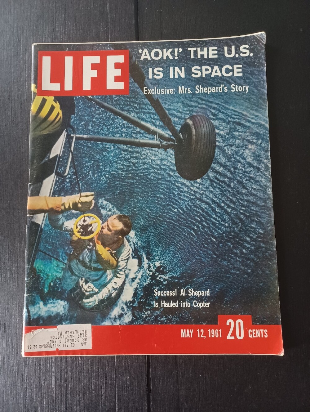 Life Magazine May 12 1961 AOK! The US is in Space. Mailing label on cover.